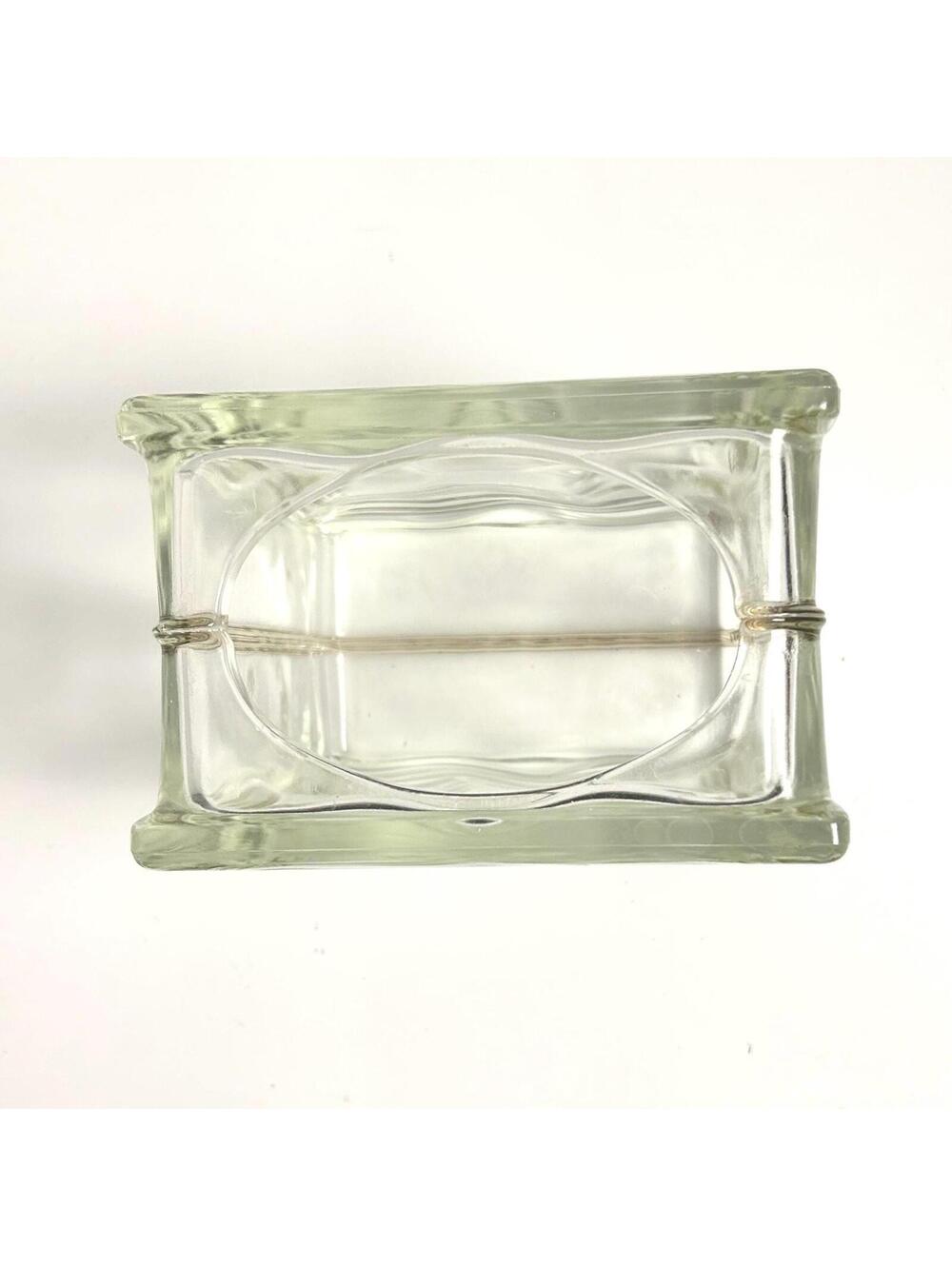 Vintage Clear Wavy Glass Block Vase